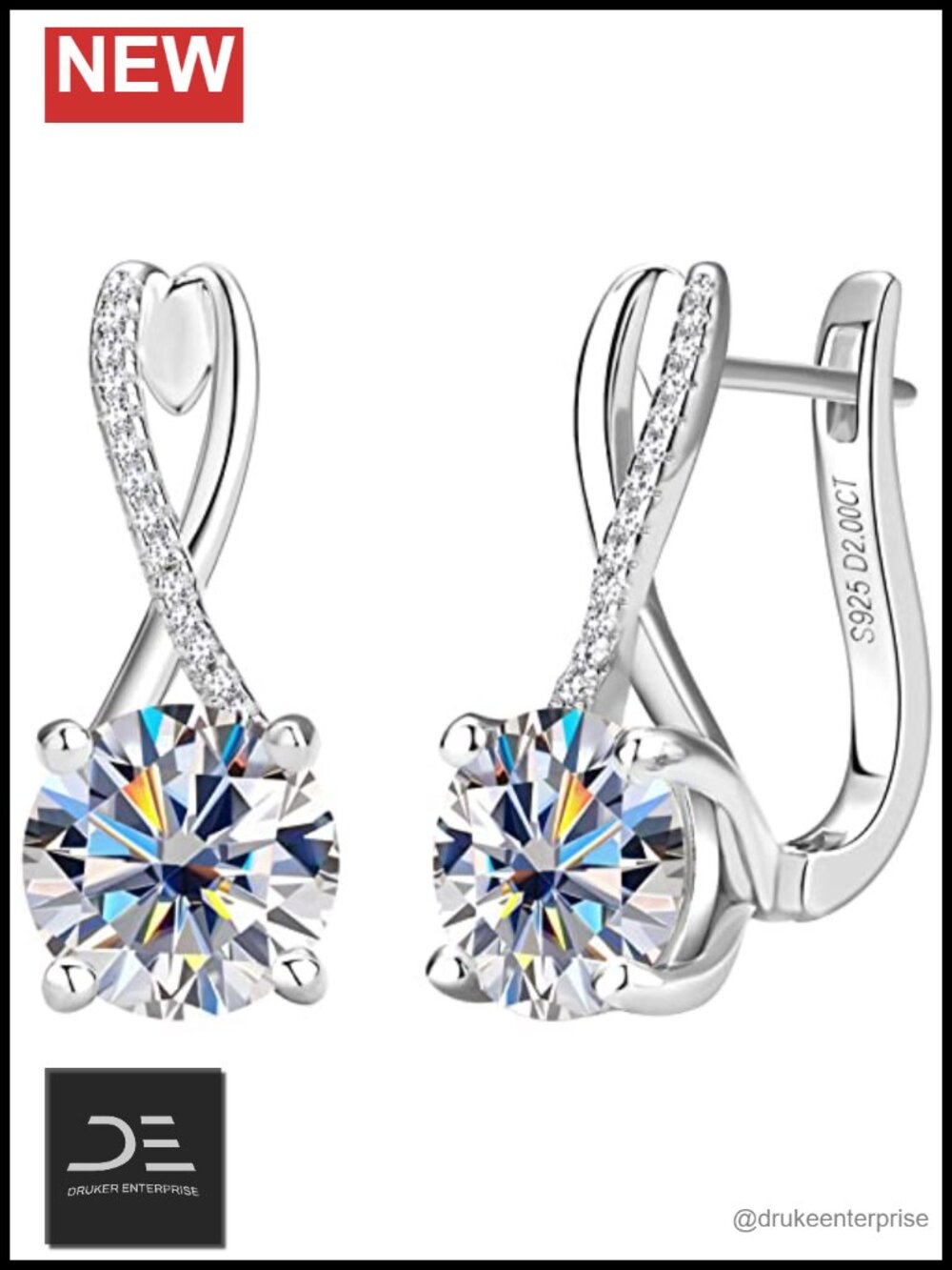 Moissanite Sterling Silver Infinity Hoop Earrings 4.08cttw